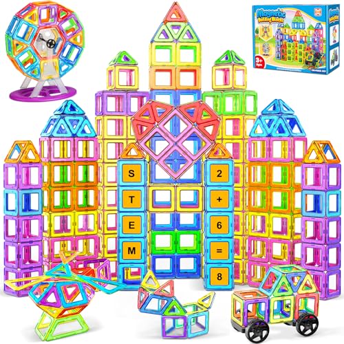 WOOBLO Bloques Magnéticos de Construcción para Niños, 136 Piezas