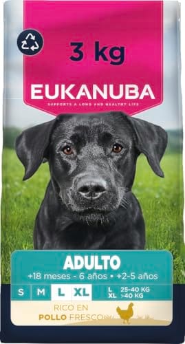 Eukanuba, alimento seco para Perros con Pollo Fresco para Razas Grandes - Alimento seco Premium para Perros Adultos, 3 kg