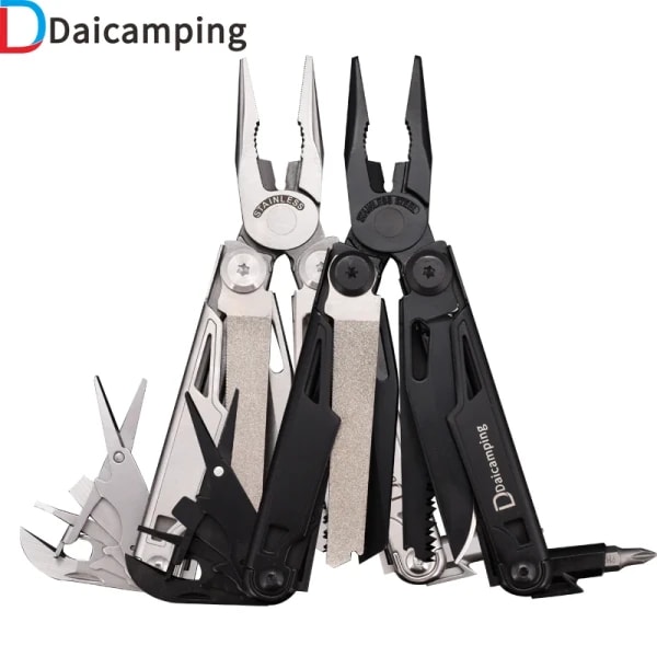 Daicamping DL12 Clip abrazaderas multifuncionales 7CR17MOV herramientas de cuchillo plegable multiherramientas Cable equipo de Camping alicates múltiples multiherramienta