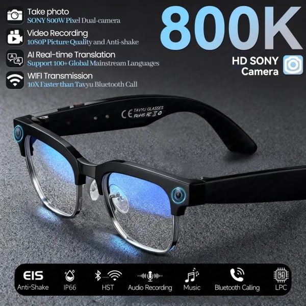 Nuevo negocio 4K HD cambio de Color AI gafas inteligentes 800W cámara de píxeles 1080P vídeo AI Chat reproductor de música llamada AI gafas deportivas hombres