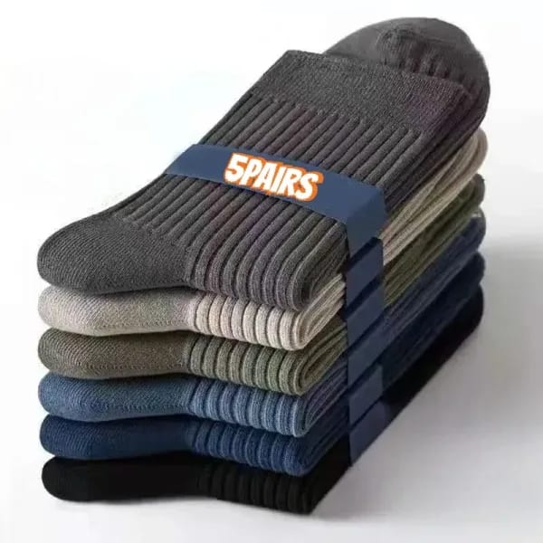 Juego de 5 pares de calcetines para hombre: transpirables y suaves, adecuados para todas las estaciones, adecuados para deportes casuales, vestidos de negocios
