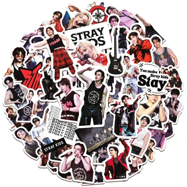 60 pegatinas SKZOO Stray Kids, el mismo estilo que la gira mundial, PVC impermeable para ordenadores portátiles, botellas de agua, equipaje, diarios, ídolo DIY S