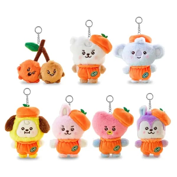 Llavero de Peluche de la Serie Kawaii BT21 Orange Party, Colgante de Muñeco Adorable, Decoración, CHIMMY COOKY KOYA TATA, Regalo de Anime