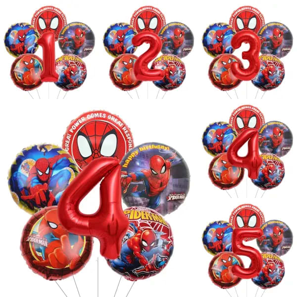 6 uds Globos de fiesta de araña de dibujos animados Globo rojo niños niño tema de superhéroe decoraciones de fiesta de cumpleaños Globos de aire para Baby Shower