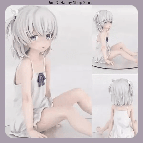 Figura de Anime de Chica con Cabello Blanco de 10 cm, en Pose Sentada, Modelo de Estatua de Anime, Colección, Decoración de Escritorio, Adorno, Juguete, Regalo para Fanáticos