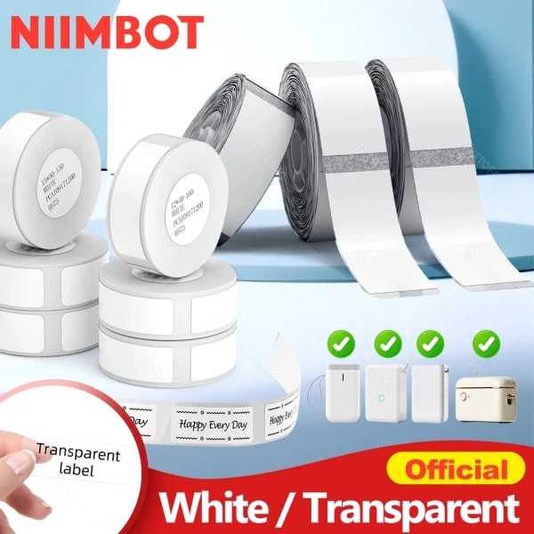 Niimbot-etiqueta adhesiva térmica transparente, rollo de papel autoadhesivo, código de barras, impresión de nombre de precio para D11 D110