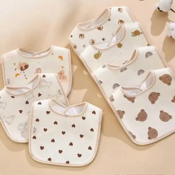 Baberos de algodón para bebé, paños impermeables para eructar, toalla para Saliva para recién nacido, accesorios para bebés con estampado de dibujos animados, artículos para babero de alimentación de bebé, 7 Uds.