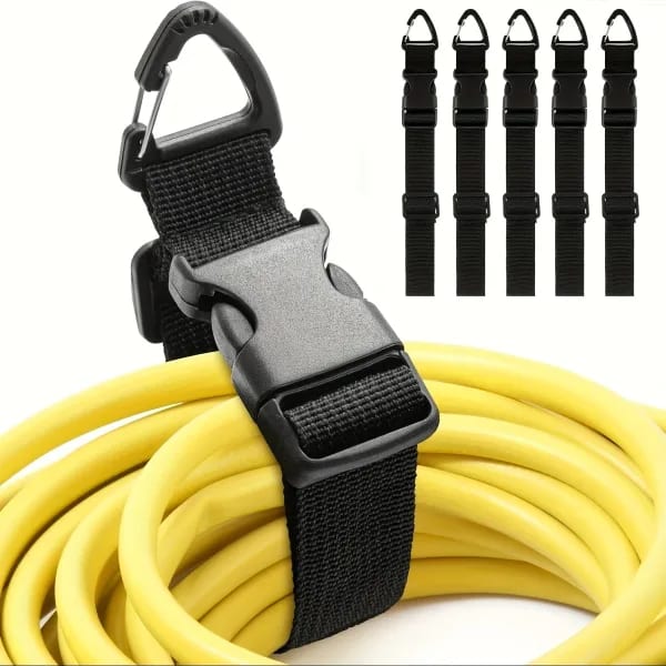 Organizador de cable de extensión ajustable negro de 45 cm con hebilla de 3 ejes - Correa de almacenamiento resistente para organización de taller y garaje