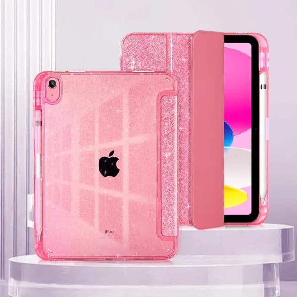 Funda con purpurina para tableta iPad A16 2025, Funda con portalápices, Funda para iPad Air 11 M3 M2 Air 5 Pro 11 M4 M5 2025, Funda inteligente