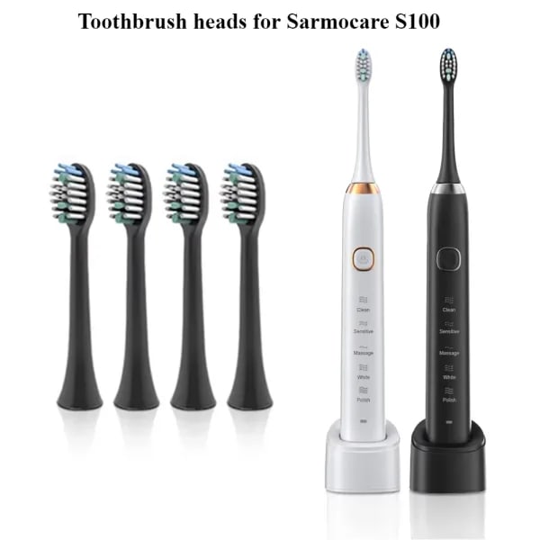 Cabezal de repuesto para cepillo de dientes eléctrico, 4 unidades, para cepillo de dientes eléctrico ultrasónico Sarmocare S100