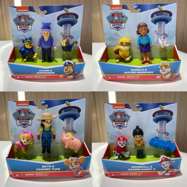 Original Paw Patrol cachorro héroe figura conjunto Mayor Goodway Humdinger granjero Yumi Daring Danny figura de acción niño niña niños regalo