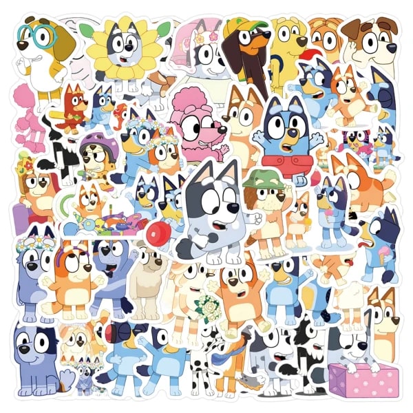 60 Pegatinas de la Familia Bluey, Pegatinas Personalizadas de Graffiti, Decoración DIY para Patinetas, Botellas de Agua, Niños, Venta al por Mayor