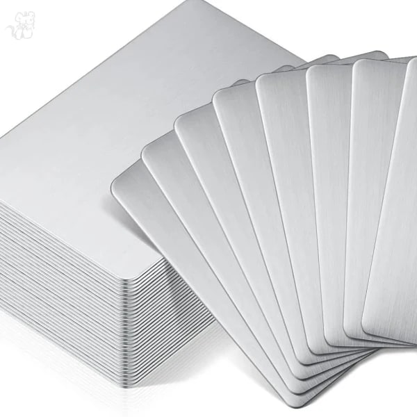 10 Tarjetas de Presentación de Acero Inoxidable, Tamaño 85*53mm, Tarjetas en Blanco para Grabado Láser, Impresión de Logotipo Especial, Acabado Mate Cepillado