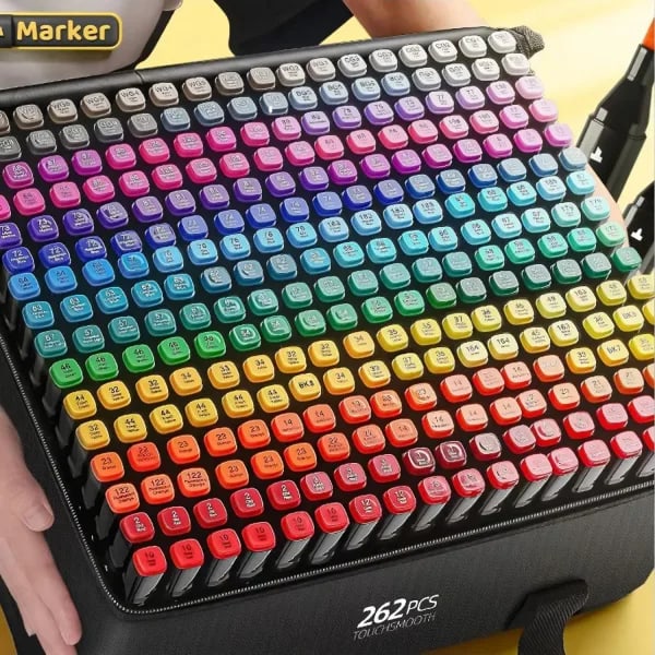 Marcadores de Alcohol de 24-262 Colores, Marcadores de Dibujo de Doble Punta, Marcadores Permanentes para Arte y Bocetos, para Ilustración, Material Escolar, Regalos de Navidad