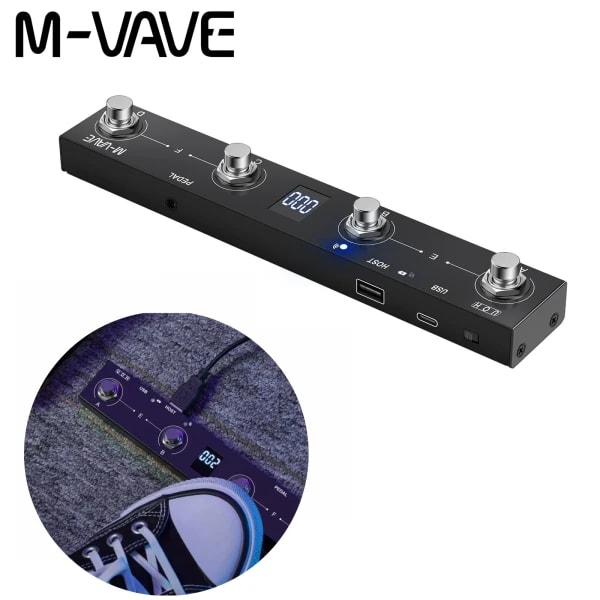 Controlador MIDI Inalámbrico M-VAVE Chocolate Plus, Teclado con 4 Botones, Interruptor de Pie, Interfaz USB/para Control de Teclado Todo en Uno