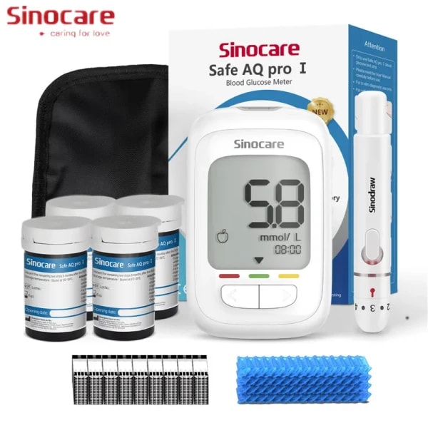 Sinocare Safe AQ Pro I medidor de glucosa en sangre Kit de glucómetro probador de Diabetes medidor médico de azúcar en sangre o solo tiras reactivas lancetas
