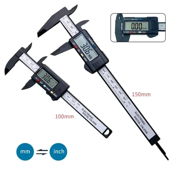 Calibrador Digital electrónico de 150mm y 100mm, calibrador Vernier con esfera de fibra de carbono, micrómetro, herramienta de medición, regla Digital