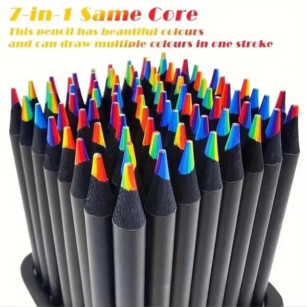 12 unids/set de lápices de colores Kawaii de arcoíris para niños, crayones degradados concéntricos, pintura artística, papelería de dibujo de 3mm y 7 colores