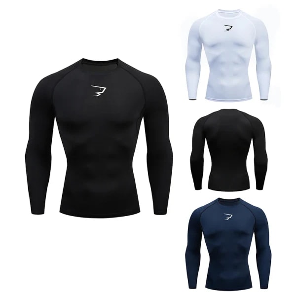 Camiseta de compresión para correr para hombre, camisetas deportivas de manga larga, sudadera para gimnasio y Fitness, chándal para correr, camisetas atléticas para hombre