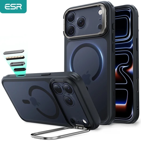 ESR para iPhone serie 17/16 funda magnética con soporte de almacenamiento cubierta de protección de Control de cámara de caída de grado militar para iPhone Air