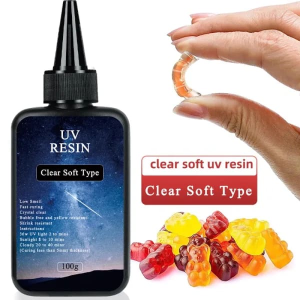 Resina UV de 100g, adhesivo suave transparente, resina transparente UV de alta calidad, adhesivo de resina fotosintética UV de curado rápido