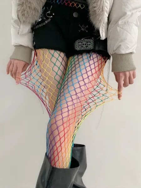 Medias de red Punk Y2K, accesorios para chica caliente, medias coloridas de malla grande sexis, pantimedias góticas de Lolita, calcetines largos JK para mujer