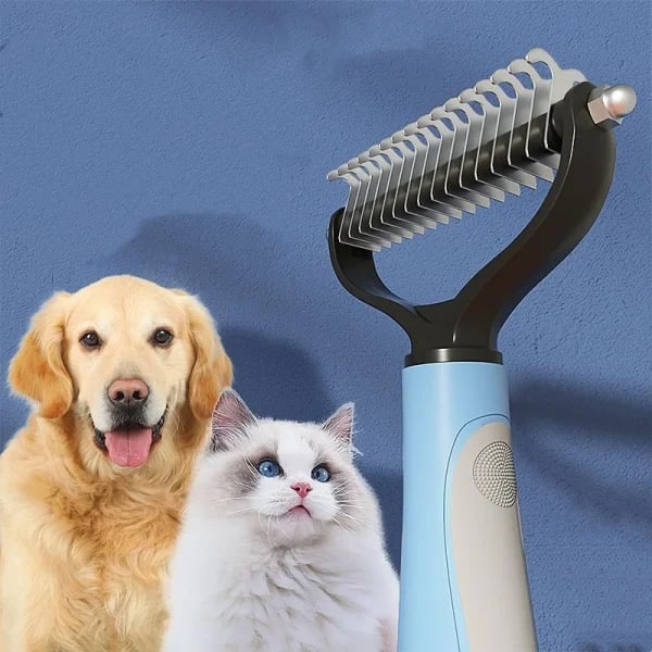 Cepillo de doble cara para eliminar el pelo de mascotas, peine de acero inoxidable para perros, herramienta de aseo para eliminar el pelo y desenredar - Cuidado eficaz para mascotas