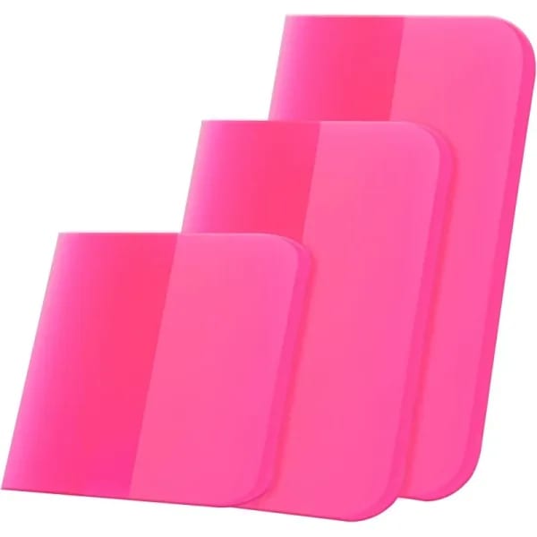 3 raspadores de goma de TPU rosa para coche, resistentes a los arañazos PPF, herramientas para envolver vinilo y teñir ventanas, diferentes tamaños adecuados para automóviles
