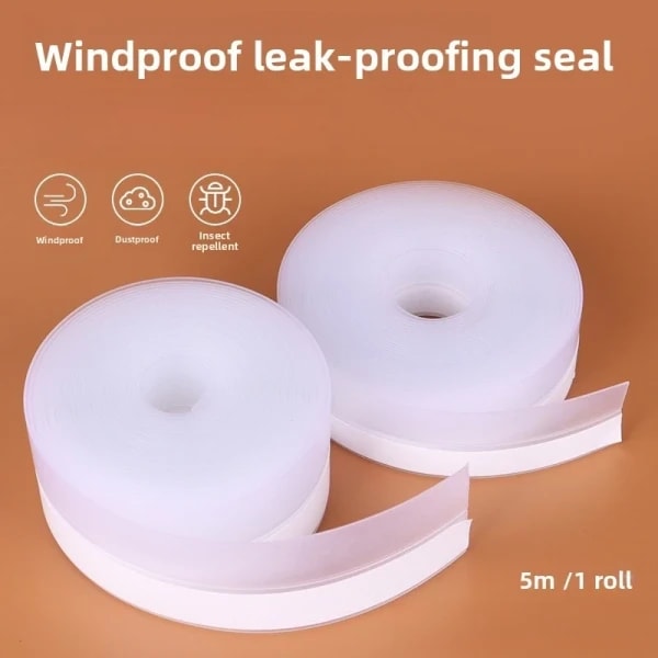 Cinta de Sellado para Puerta de 5 Metros, Burlete de Goma para Ventanas, Aislante contra el Viento y el Polvo, Autoadhesivo, para Sellado de Puertas y Parabrisas