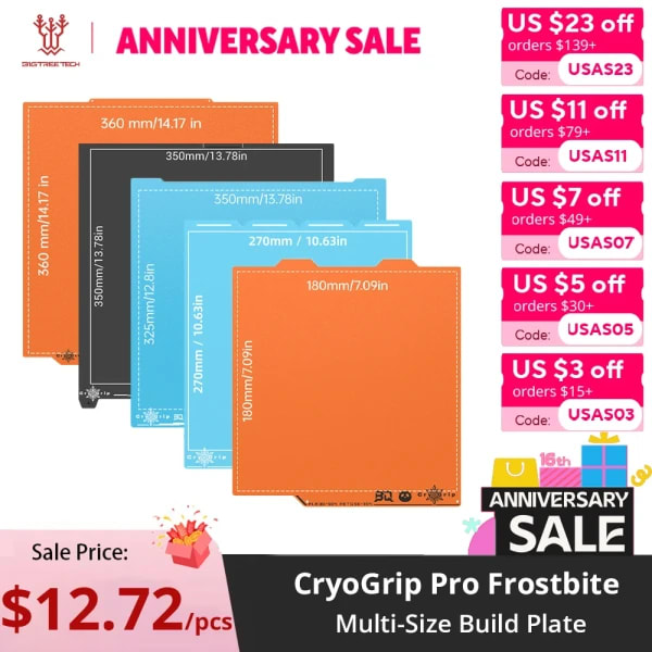 Placa de Construcción CryoGrip Pro de BIGTREETECH, Lámina de Acero para Impresoras 3D Bambulab, Snapmaker, Prusa, ELEGOO, Voron, Kobra, Ender3