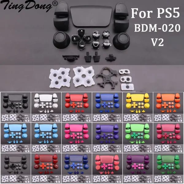 Botón conductor de goma de silicona y juego completo de Joysticks Dpad R1 L1 R2 L2 tecla de dirección botones ABXY para controlador PS5 V2 BDM-020