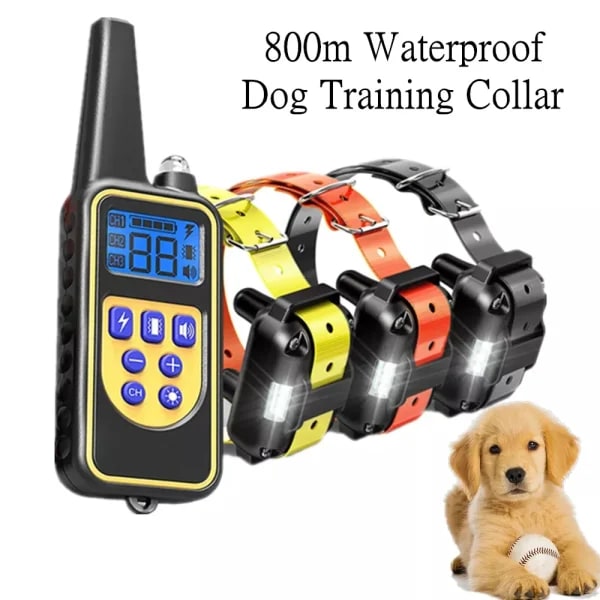 Collar de entrenamiento Digital para perros de 800m, resistente al agua, recargable, Control remoto, mascota con pantalla LCD para todos los tamaños, sonido de vibración de choque
