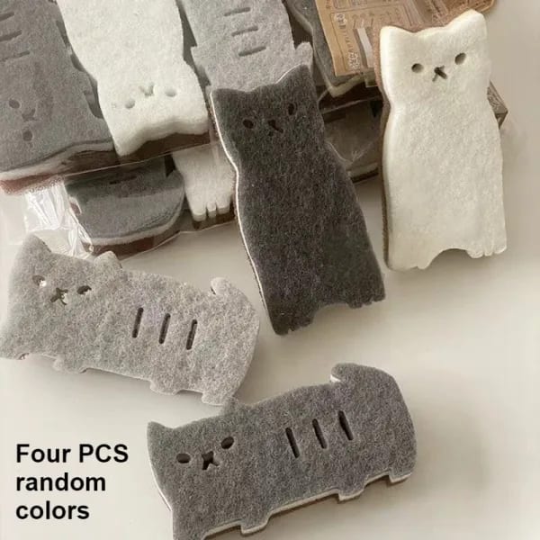 Juego de 4 esponjas de cocina con diseño de gato, herramientas de limpieza para lavar platos, gruesas y duraderas, diseño de gato adorable, estropajos que no rayan, ecológicas