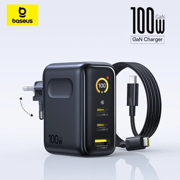 【Nueva venta】Baseus 100W cargador rápido para iPhone 17 16 Xiaomi Samsung portátil tableta cargador PD cargador de teléfono USB