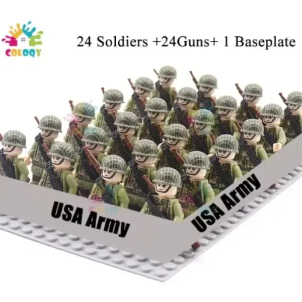 Voluntarios de Balu, esta es la figura de los soldados estadounidenses de la Segunda Guerra Mundial. América. Juguete de ensamblaje de partículas pequeñas