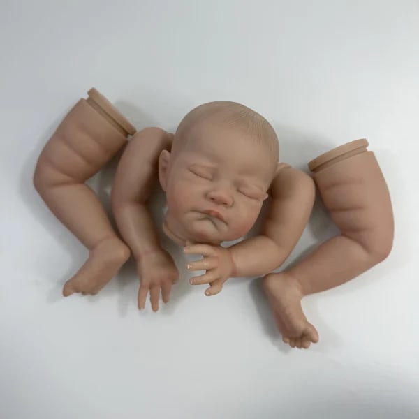 MRB-piezas de muñeca Reborn de vinilo ya pintadas, 20 pulgadas, bebé durmiendo de agosto, pintura 3D, piel, venas visibles, cuerpo de tela suave incluido