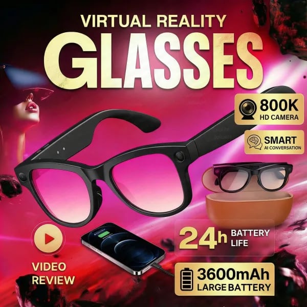 2026 nueva cámara de 800W 3600mAh cargador portátil gafas inteligentes más de 100 idiomas traducción Bluetooth llamada reproductor de música AI Chat gafas