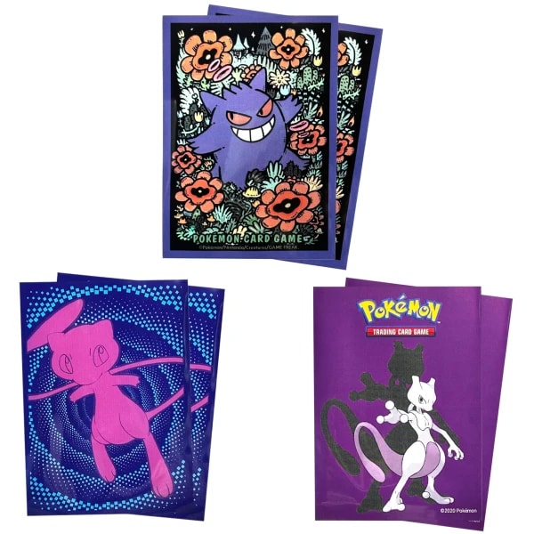 60 uds 66x91mm Pokemon lindos tarjetas de Animes fundas protectoras PTCG tarjeta comercial de alta calidad cubierta de juego ancha regalos de juguete Gengar/Mew