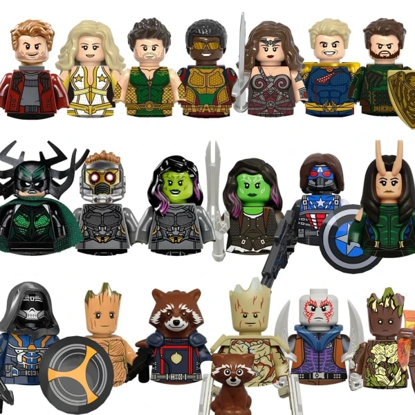 Bloques de Construcción de Personajes Clásicos de Marvel: Groot, Black Widow, Raccoon, Mini Modelo de Juguete, Muñeco, Regalo de Cumpleaños o Festividades para Niños