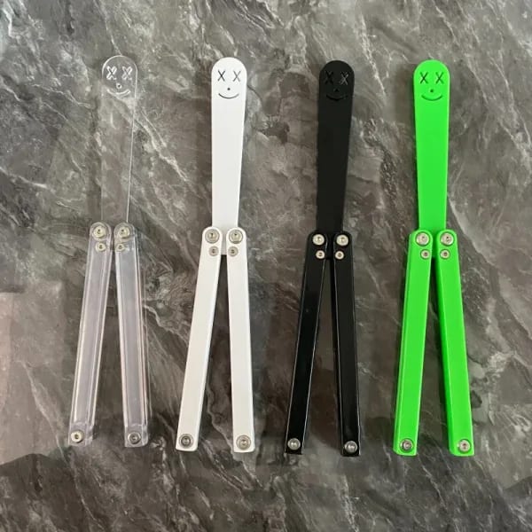 Cuchillo Mariposa de Plástico para Principiantes, Cuchillo Mariposa de Plástico de Lujo para Maniobras con las Manos, Impresión UV