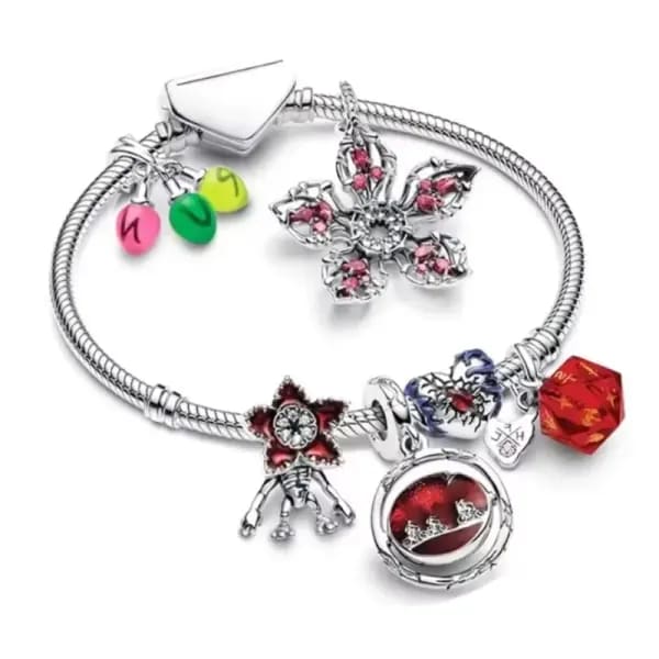 Nuevo colgante de plata de ley 925 con forma de corazón y flor mágica, ideal para pulseras de mujer, ¡venta caliente!