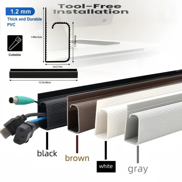 Organizador de cables de escritorio, canal de PVC, accesorios de gestión de cables, protector de cables blanco, sin perforación, bandeja de gestión debajo del escritorio, 1 Uds.