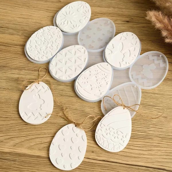 Molde de silicona con colgante de huevo de Pascua, etiquetas colgantes de conejo y corazón, manualidades de resina de yeso, moldes para decoración de fiesta y Festival, herramienta de conejito