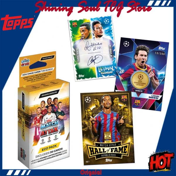 Auténtico 2025-26 nueva temporada Topps Match Attax UCC Champions League Series ECO Pack tarjeta de colección de fútbol tarjeta Messi Yamal Mbappé