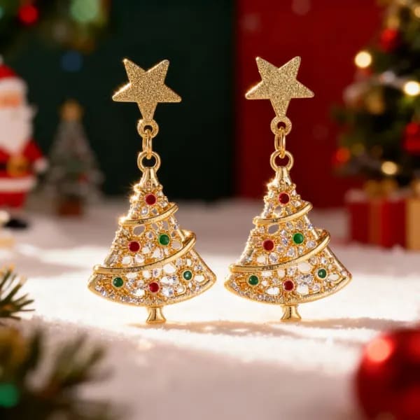 Pendientes de Navidad pan de jengibre caramelo muñeco de nieve ciervo perro árbol de Navidad arco caja de regalo pendiente de tuerca para mujeres hombres joyería de fiesta de año nuevo