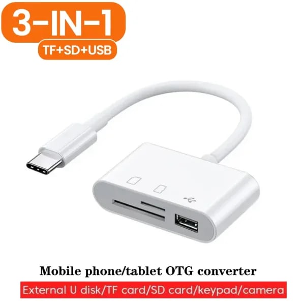 Adaptador de cámara USB 3 en 1 Lightning TypeC a tarjeta SD y TF para iPhone iPad lector de tarjetas USB Dongle para USB Flash Plug Play