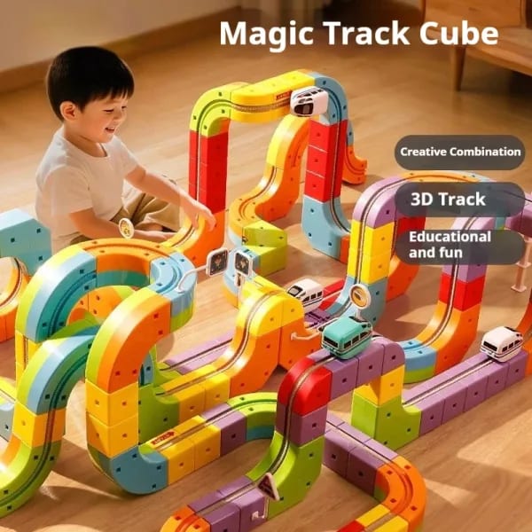 Tren de levitación magnética eléctrica educativo para niños, cubo de pista 3d para niño, juguetes de montaje magnéticos Diy, tren, coche, regalos de cumpleaños