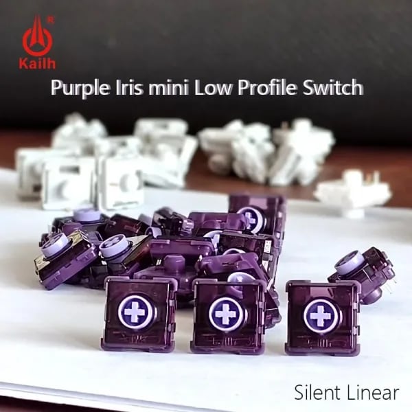 KAILH 1353 Mini interruptor lineal silencioso de Iris púrpura de perfil bajo 0,8mm HitBox de disparo rápido personalización de intercambio en caliente lubricación de fábrica