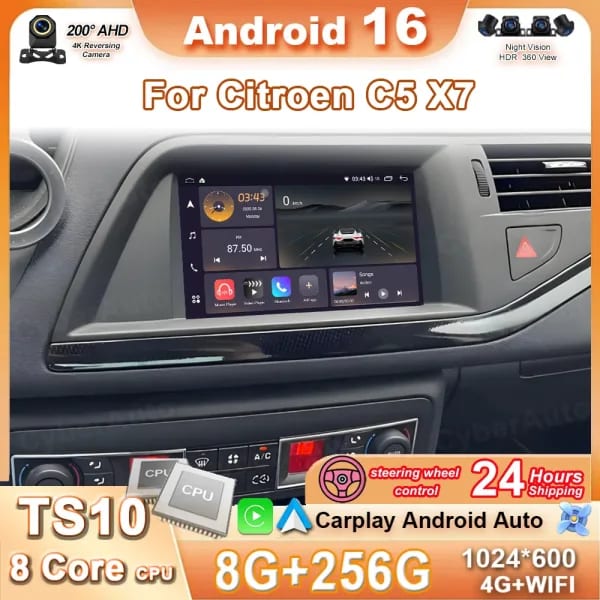 Radio de coche Carplay Android Auto para Citroen C5 X7 reproductor de vídeo Multimedia pantalla táctil navegación GPS Auto estéreo 4G + WIFI No 2DIN