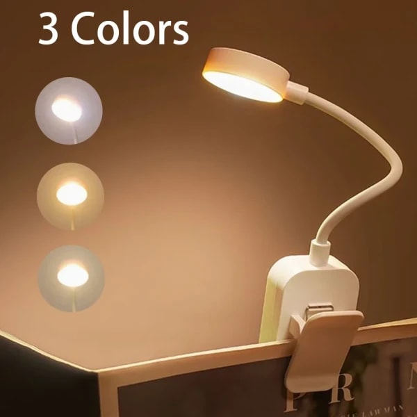 Runtow-luz LED con Clip para libros, luz de lectura portátil con batería, protección ocular de 3 colores, Mini lámpara de escritorio regulable continua